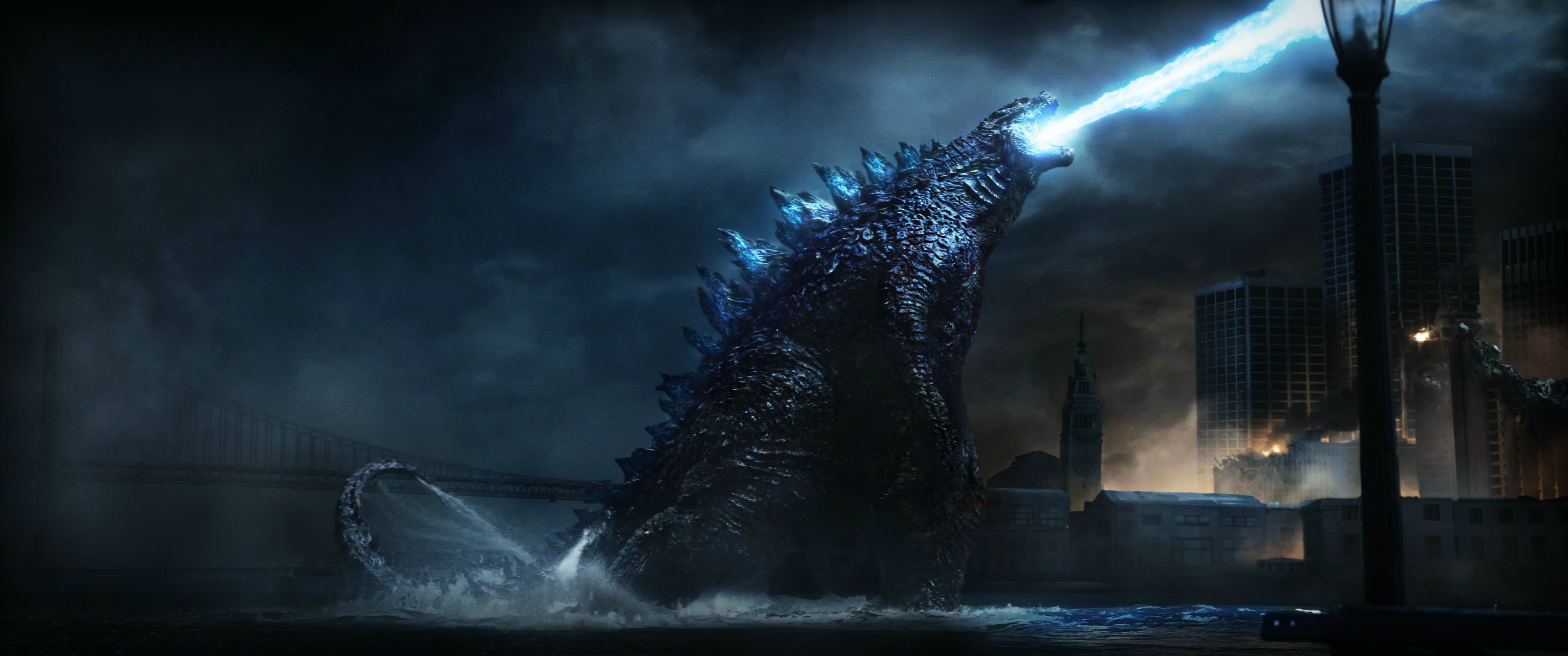 Godzilla uses a line breath weapon.