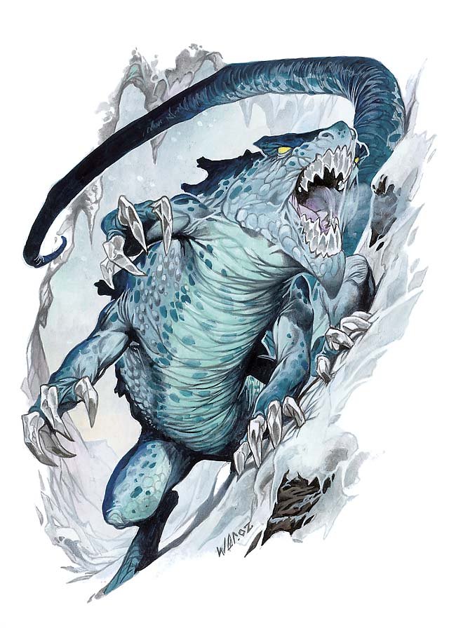 The 3e artwork of the frost salamander which looks more like a frost alligator to be honest