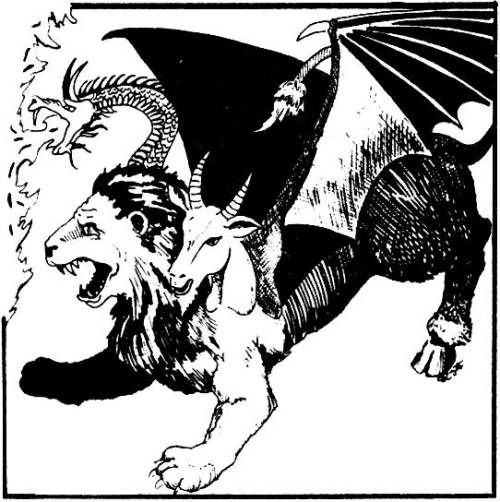 chimera from D&D 1e the ram and lion heads look particularly silly