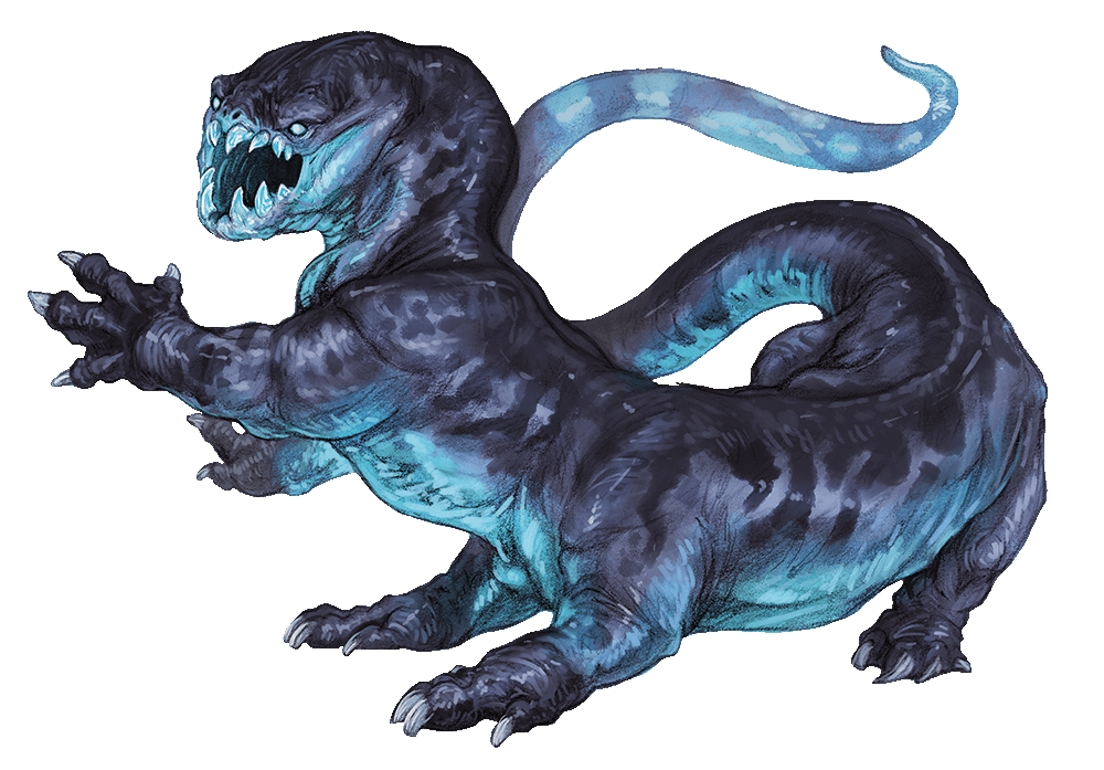 frost salamander artwork from the Monster Manual. It's a large, blue, 6-legged lizard creature.