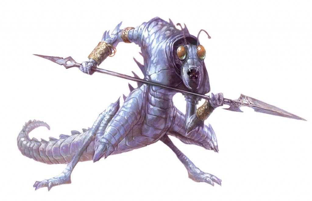 ice devil from the 5e monster manual. It looks like a blue-ish praying mantis with hands and a spear