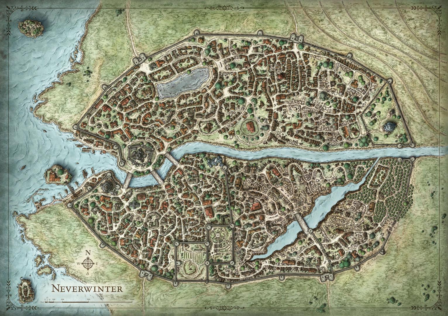map of the city of Neverwitner