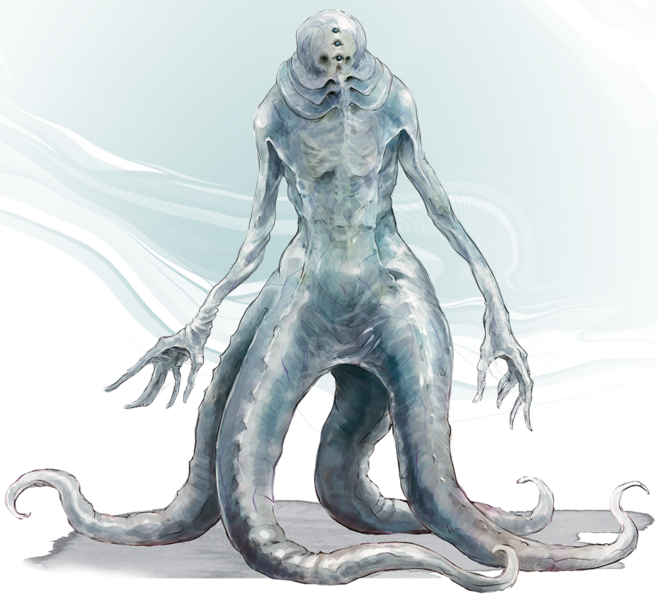 skum from Ghosts of Saltmarsh. It's a translucent-white eldritch horror-looking creature with long dangly arms and four tentacles for legs.
