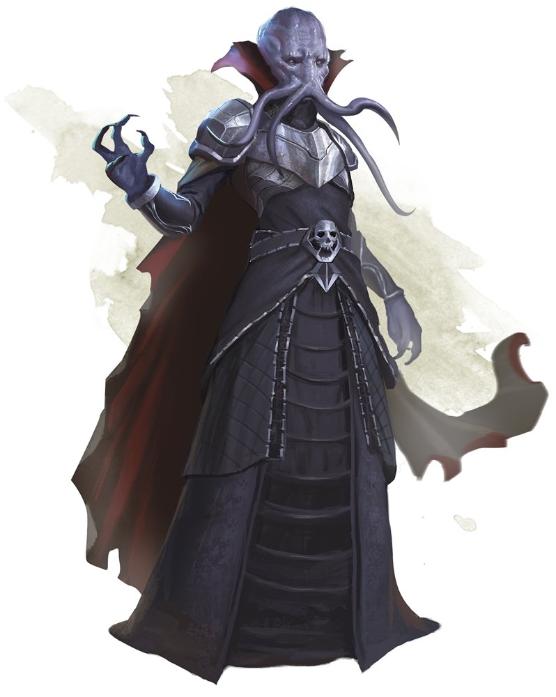 the 5e mindflayer artwork shows a single purple mind flayer in black robes