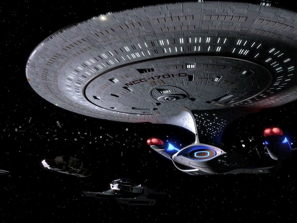 the starship enterprise. an enormous saucer-like spaceship