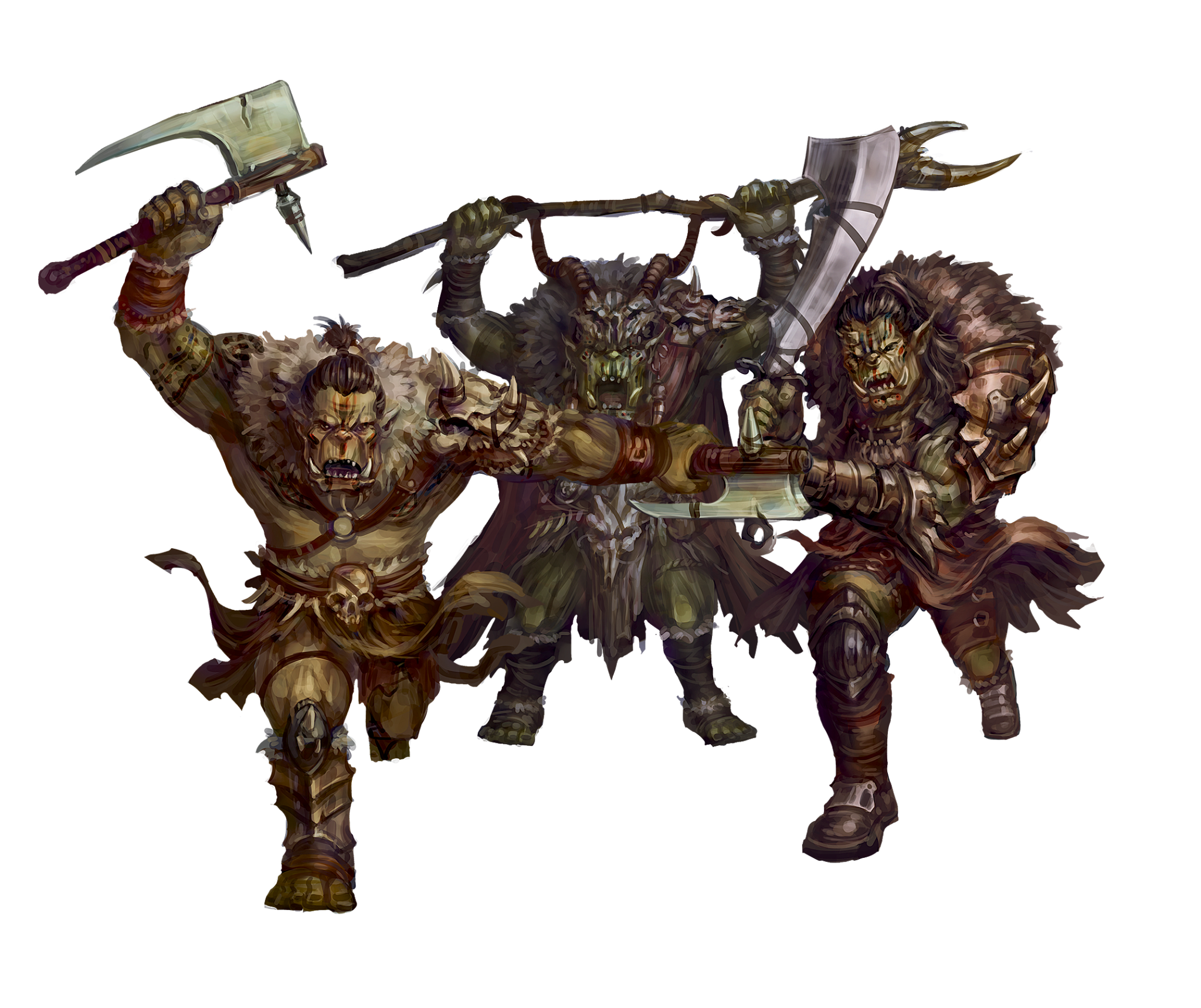 three orcs with weapons drawn