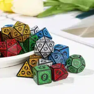Vibrant 7-Piece Double-Color Polyhedral Dice Set for Dungeons & Dragons RPG - Perfect for D20, D12, D10, D8, D6, D4 Tabletop Games