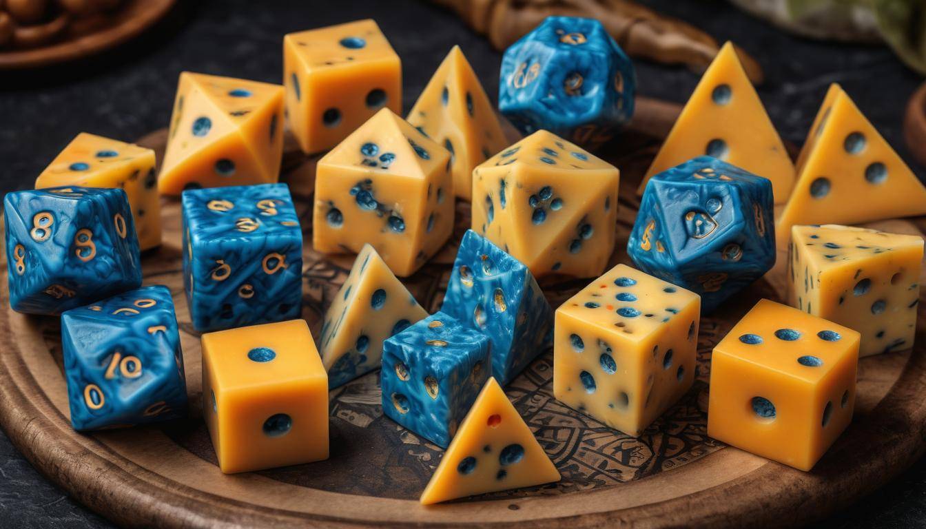 Cheese-themed DND dice