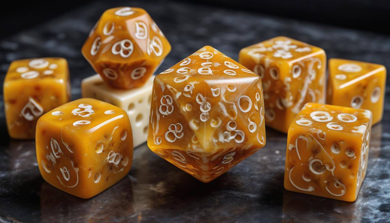 Cheese-themed dice set