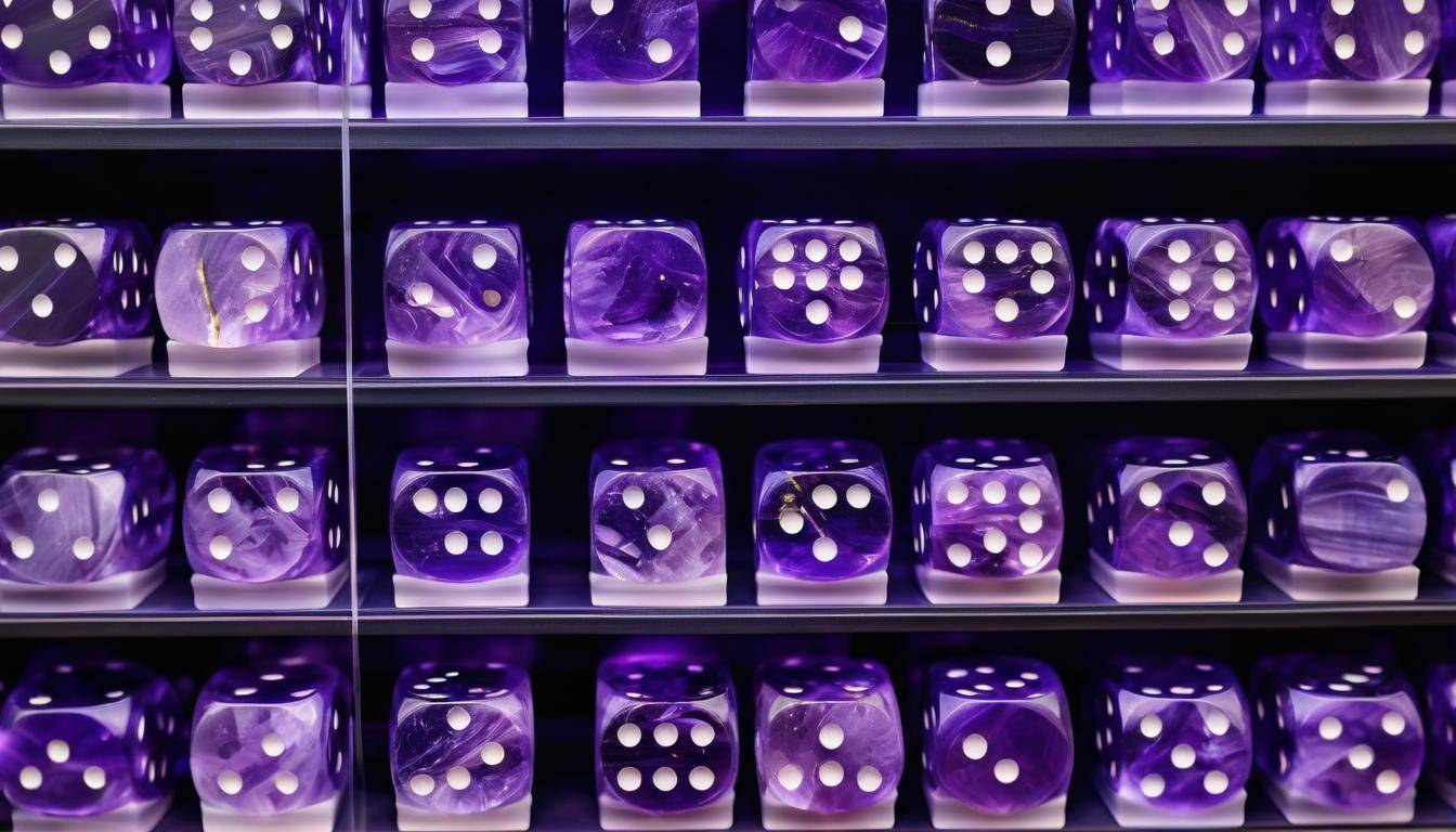 Sparkling amethyst dice display